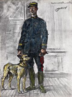 Iconographie - Le capitaine R Boudeville et son chien