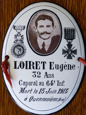 Iconographie - Plaque de la tombe de Loiret Eugène