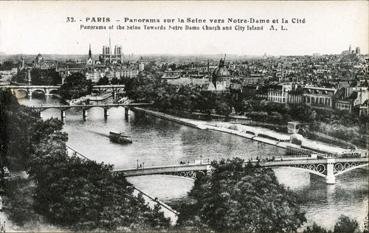 Iconographie - Panorama sur la Seine vers Notre-Dame et la Cité