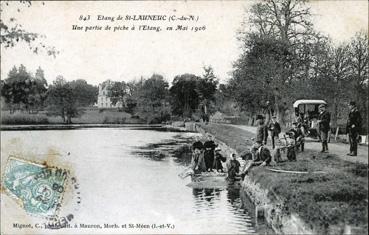 Iconographie - Etang de St-Launeuc - Une partie de pêche à l'étang, en mai 1908