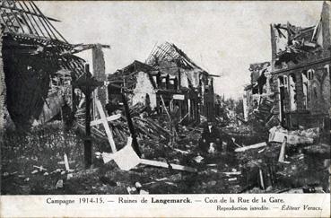 Iconographie - Ruines de Langemarck - Coin de la rue de la Gare