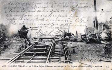Iconographie - Soldats belges défendant une voie ferrée