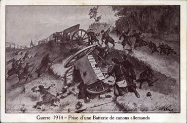 Iconographie - Guerre 1914 - Prise d'une batterie de canons allemands