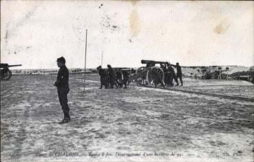 Iconographie - Camp de Chalons - Ecole à feu, désarmement d'une batterie de 95