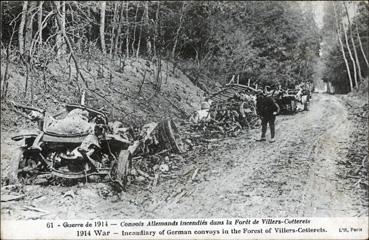 Iconographie - Convois allemands incendiés dans la forêt