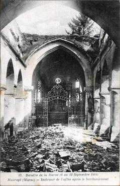 Iconographie - Intérieur de l'église après le bombardement