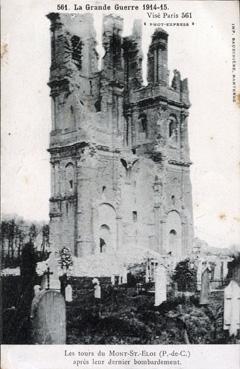Iconographie - Les tours du Mont-Saint-Eloi après leur dernier bombardement
