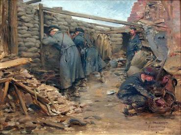 Iconographie - Soldats dans une tranchée, d'Ernest-Jean Delahaye