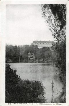 Iconographie - Le château, paysage sur l'étang