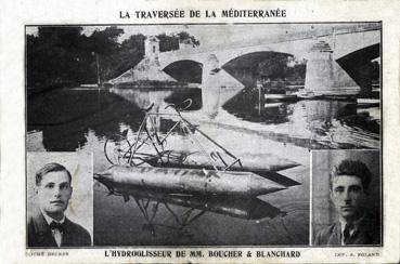 Iconographie - La traversée de la Méditérranée - l'hydroglisseur de Mrs Bouchet et Blanchard