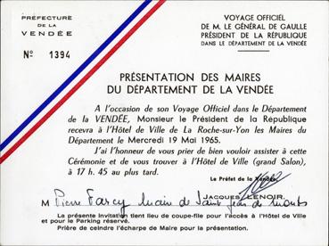 Iconographie - Carte laissez-passer pour la visite du général de Gaulle