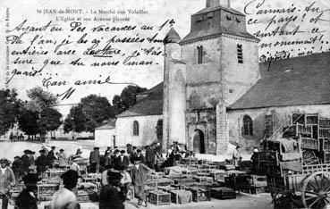 Iconographie - Le marché aux volailles, l'église et son avenue plantée