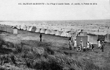 Iconographie - La plage à marée haute. A gauche la pointe de Sion