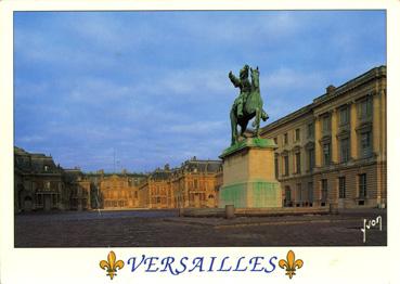 Iconographie - Château de Versailles - La cour royale et la statue de Louis XIV