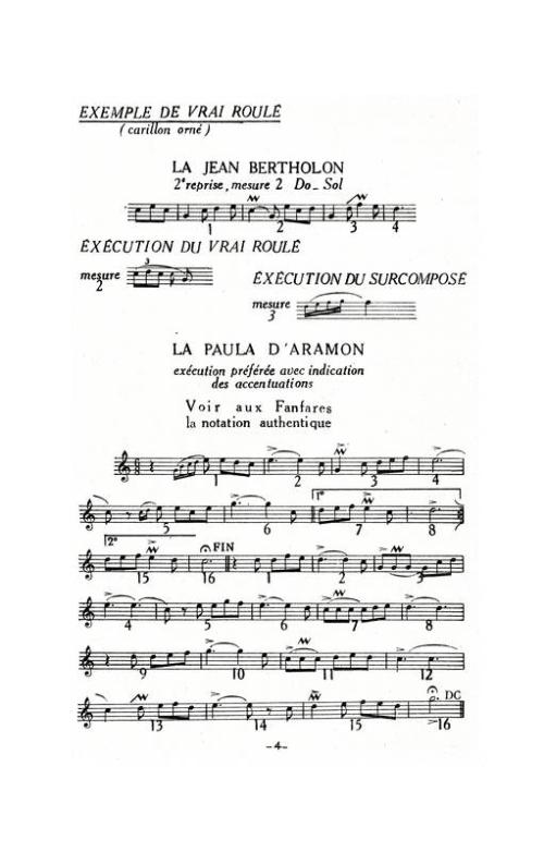 Partition - Exemple de vrai roulé - La Jean Bertholon - Exécution du vrai roulé - Exécution du surcomposé - La Paula d'Artamon