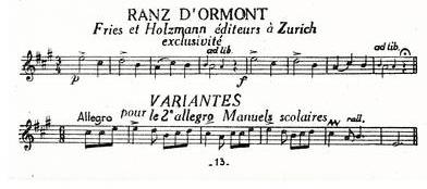 Partition - Ranz d'Ormont - avec variantes