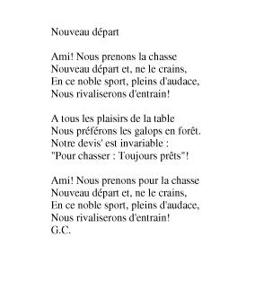 Partition - Nouveau départ (le) Paroles