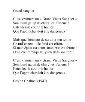 Partition - Grand sanglier (le) Paroles