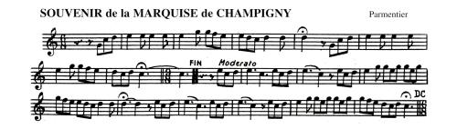 Partition - Souvenir de la Marquise de Champigny