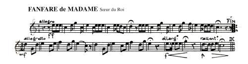 Partition - Fanfare de Madame, Sœur du Roi