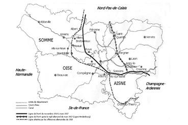 Iconographie - Carte de la ligne de front 1914-1917