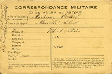 Iconographie - Correspondance militaire - Carte aller et retour