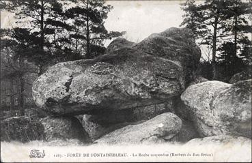 Iconographie - Forêt de Fontainebleau - La roche suspendue (Rocher du Bas-Bréau)