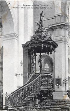 Iconographie - Eglise Toussaint - Curieuse chaire en bois sculpté du XVIIe siècle