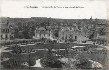 Iconographie - Nouveau jardin du Thabor et vue générale de Rennes