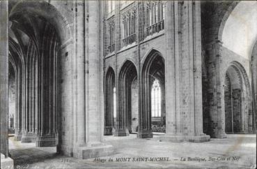 Iconographie - Abbaye du Mont-Saint-Michel - La basilique, bas-côté et nef
