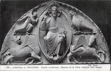 Iconographie - Cathédrale de Chartres - Façade occidentale - Tympan de la porte centrale (XIIe siècle)