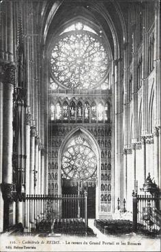 Iconographie - Cathédrale de Reims - Le revers du grand portail et les rosaces