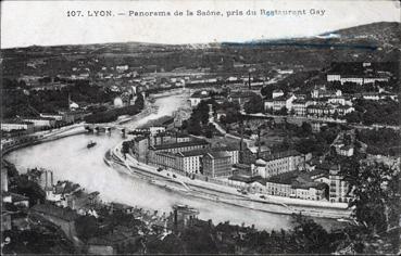 Iconographie - Panorama de la Saône, pris du restaurant Gay