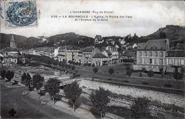 Iconographie - L'église, la Roche des Fées et l'avenue de la Gare