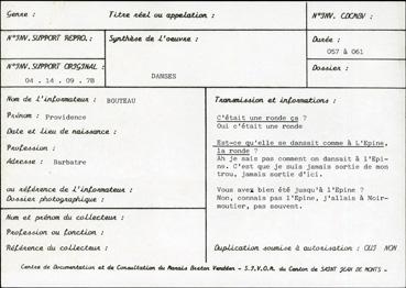 Iconographie - Fiche type d'inventaire du contenu d'une bande magnétique