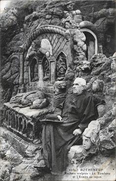 Iconographie - Rotheneuf - Rochers sculptés - Le tombeau et l'ermite au repos