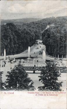 Iconographie - Grandes eaux - Le bassin du Fer à Cheval et l'allée de la Balustrade