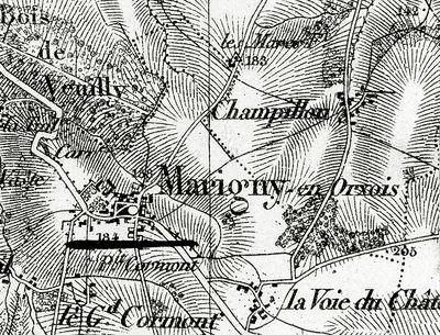 Iconographie - Carte d'état-major du secteur du Marigny-en-Orxois