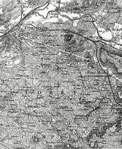 Iconographie - Carte d'état-major du secteur de la forêt de Compiègne