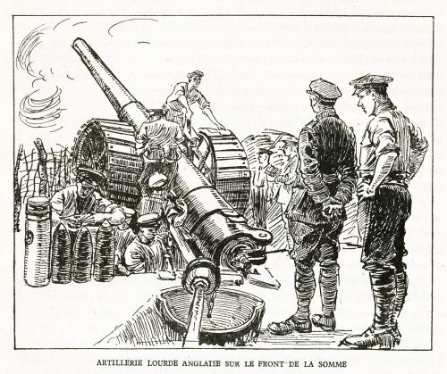 Iconographie - Artillerie lourde anglaise sur le front de la Somme