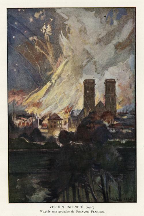 Iconographie - Verdun incendié, d'après François Flameng