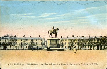 Iconographie - La place d'Armes et la statue de Napoléon 1er, fondateur de la ville
