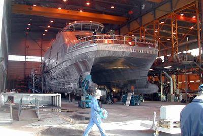 Iconographie - Construction du premier catamaran, par les chantiers Fejllstrand, Norvège