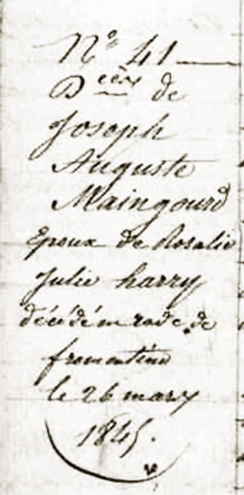 Iconographie - Décès de Joseph Auguste Maingourd