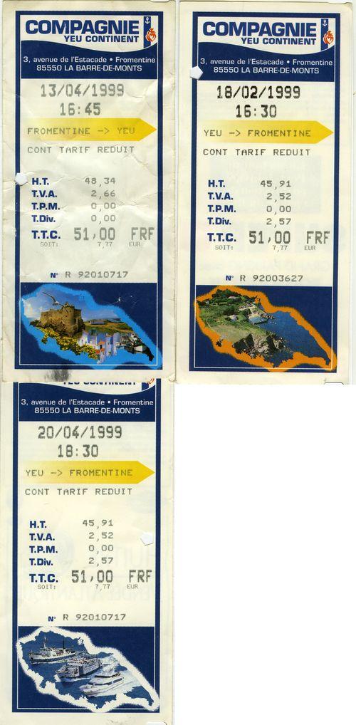 Iconographie - Billets de la Compagnie Yeu Continent