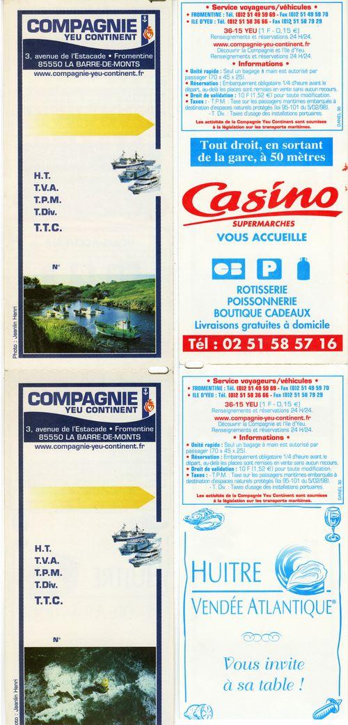 Iconographie - Billets de la Compagnie Yeu Continent