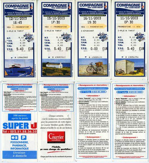 Iconographie - Billets de la Compagnie Yeu Continent