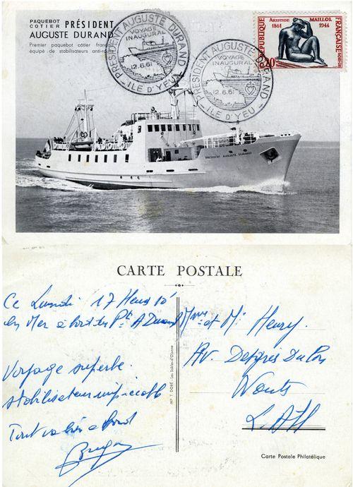 Iconographie - Carte postale Premier jour Auguste Durand
