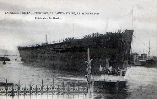 Iconographie - Lancement de la Provence à Saint Nazaire le 21 mars 1905