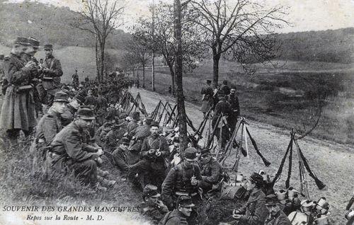 Iconographie - Souvenir des grandes manœuvres - Repos sur la route